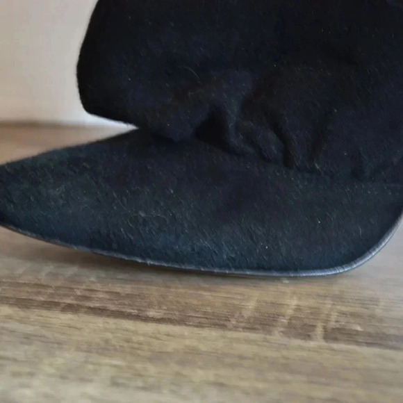 Black Suede Ruffle Booties with Block Heel - Picture 8 of 12